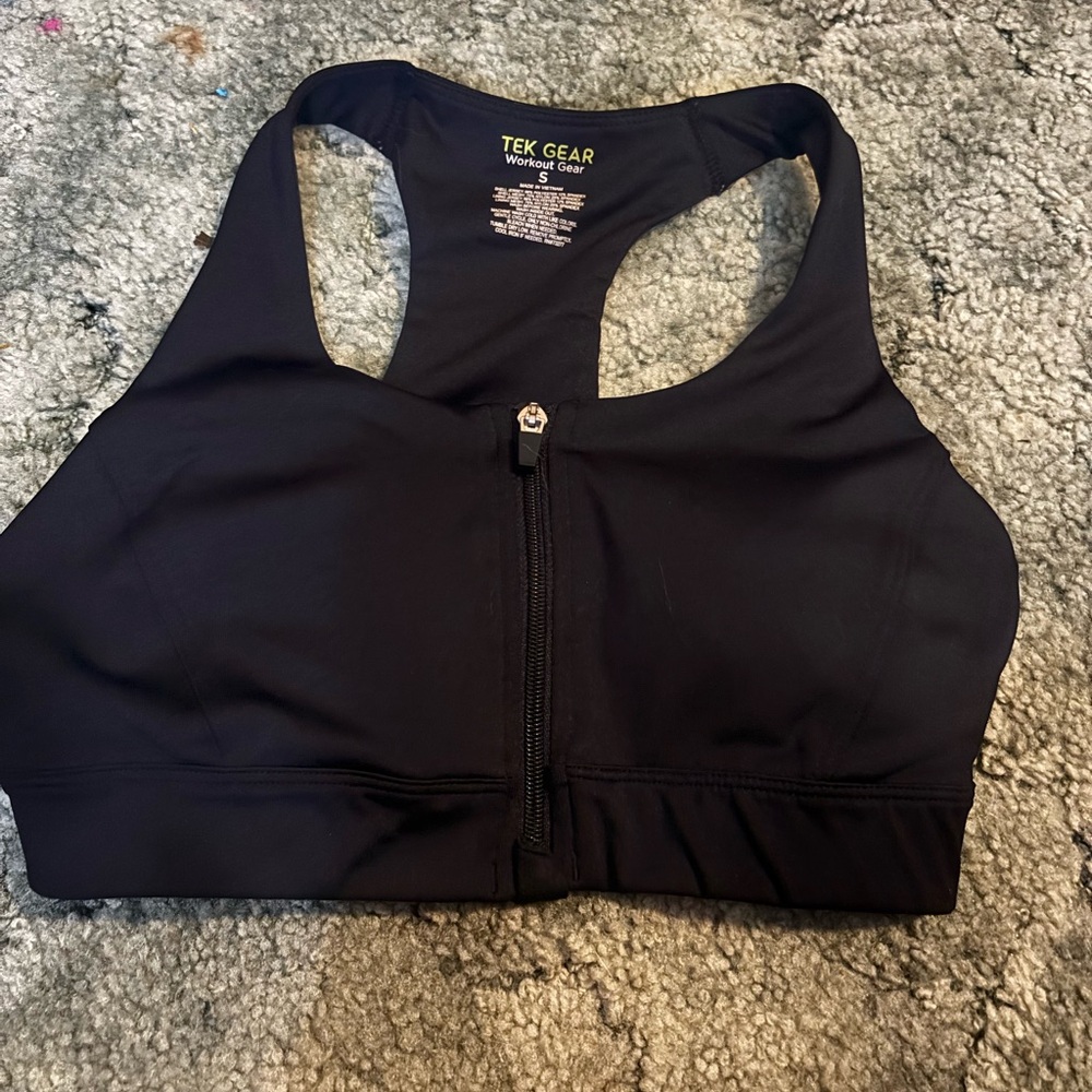 Tek Gear Women's Zip-Front Black Sports Bra